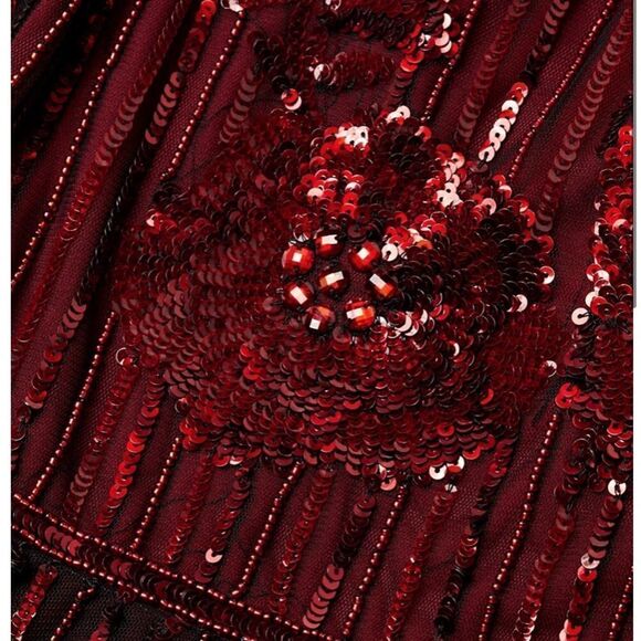 Parker Black Abba Sequin High Low Dress Black Red Size 0 - Picture 5 of 15